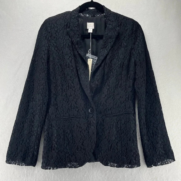 LC Lauren Conrad Jackets & Blazers - Lauren Conrad Blazer Womens Sz 2 Vintage Charm Lace Peak Lapel One Button Black